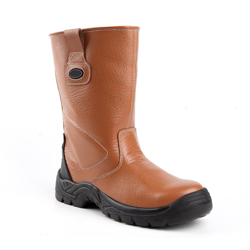 Botas de construção impermeáveis ​​de couro com relevo de ação