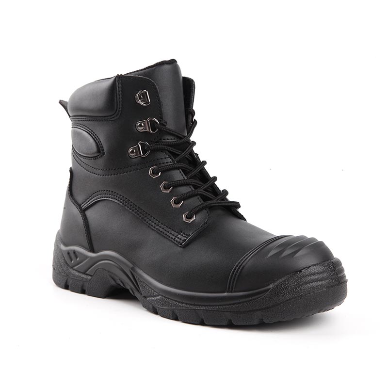 Botas de trabalho impermeáveis ​​de couro bovino de flor integral de corte médio