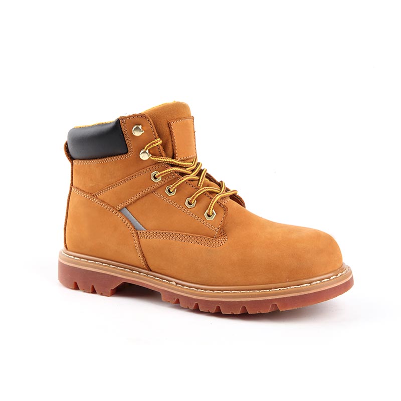 Sapatos de segurança em nobuck de grão integral e corte médio